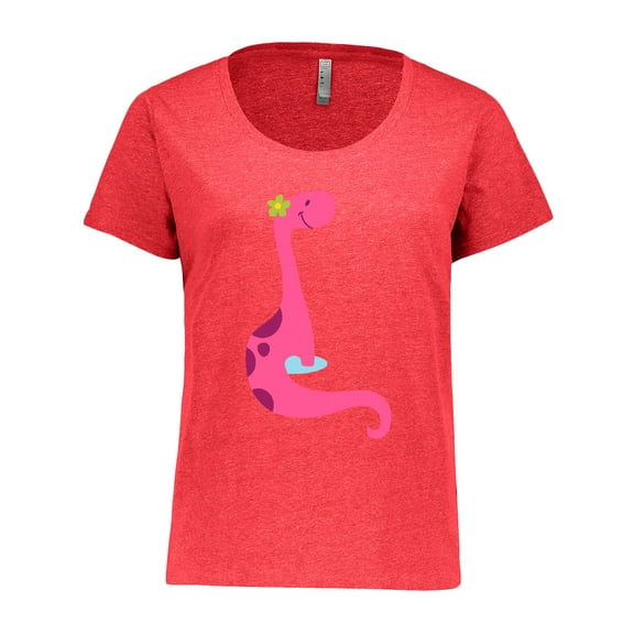 Inktastic Cute Pink Dinosaur Women's Plus Size T-Shirt