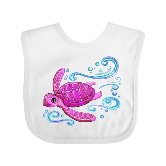 Inktastic Cute Pink Sea Turtle Boys or Girls Baby Bib