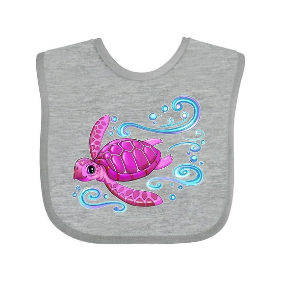 Inktastic Cute Pink Sea Turtle Boys or Girls Baby Bib