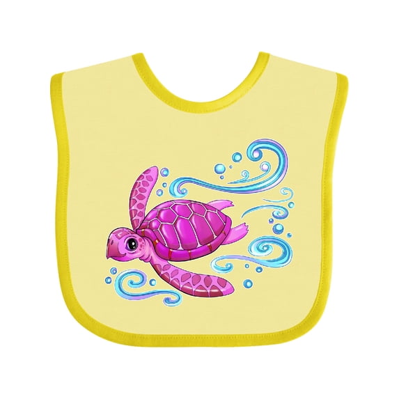 Inktastic Cute Pink Sea Turtle Boys or Girls Baby Bib
