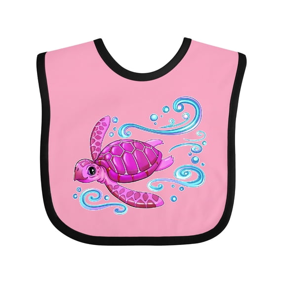 Inktastic Cute Pink Sea Turtle Boys or Girls Baby Bib