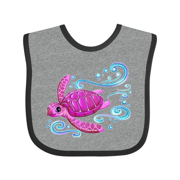 Inktastic Cute Pink Sea Turtle Boys or Girls Baby Bib