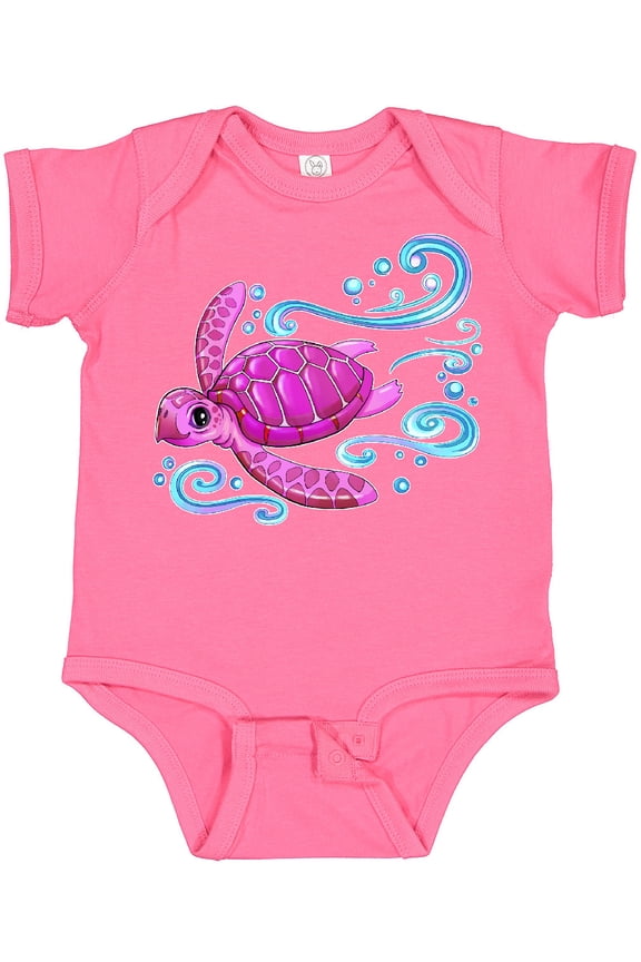 Cute Pink Sea Turtle Boys or Girls Baby Bodysuit