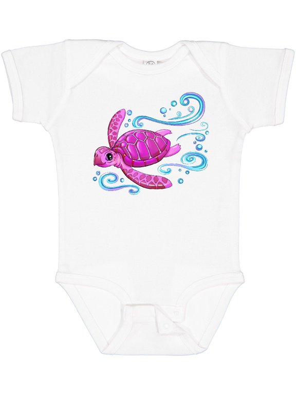 Cute Pink Sea Turtle Boys or Girls Baby Bodysuit