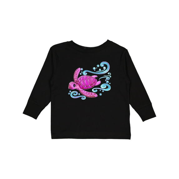 Inktastic Cute Pink Sea Turtle Boys or Girls Long Sleeve Toddler T-Shirt
