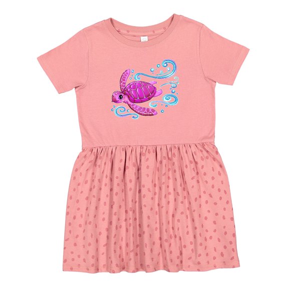 Inktastic Cute Pink Sea Turtle Girls Toddler Dress