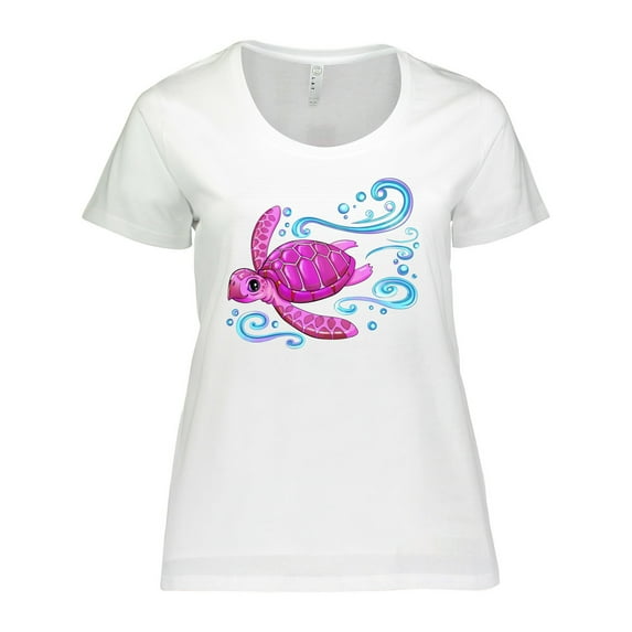Inktastic Cute Pink Sea Turtle Women's Plus Size T-Shirt