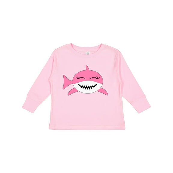 Inktastic Cute Pink Shark Boys or Girls Long Sleeve Toddler T-Shirt