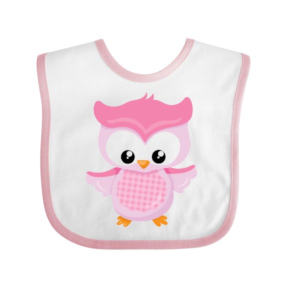 Inktastic Cute Pink Spring Owl Girls Baby Bib
