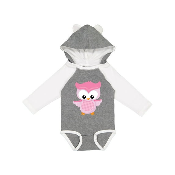 Inktastic Cute Pink Spring Owl Girls Long Sleeve Baby Bodysuit
