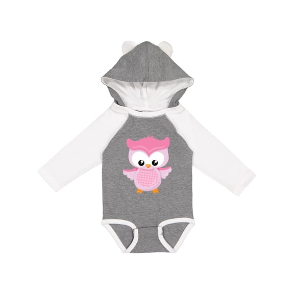 Inktastic Cute Pink Spring Owl Girls Long Sleeve Baby Bodysuit