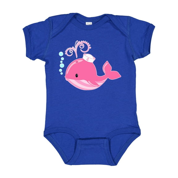 Inktastic Cute Pink Whale in Nautical Hat Boys or Girls Baby Bodysuit