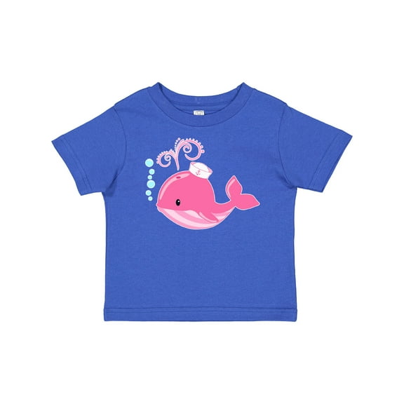 Inktastic Cute Pink Whale in Nautical Hat Boys or Girls Baby T-Shirt