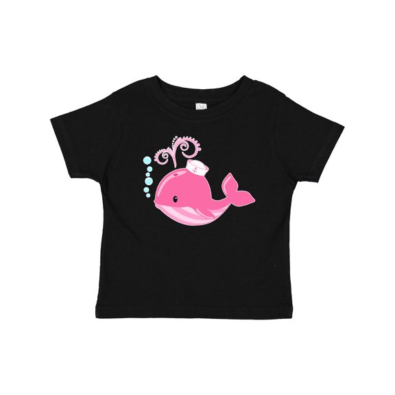 Inktastic Cute Pink Whale in Nautical Hat Boys or Girls Baby T-Shirt