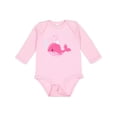 thumbnail image 1 of Inktastic Cute Pink Whale in Nautical Hat Boys or Girls Long Sleeve Baby Bodysuit, 1 of 5