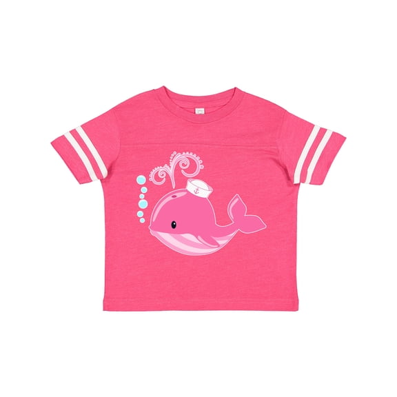 Inktastic Cute Pink Whale in Nautical Hat Boys or Girls Toddler T-Shirt