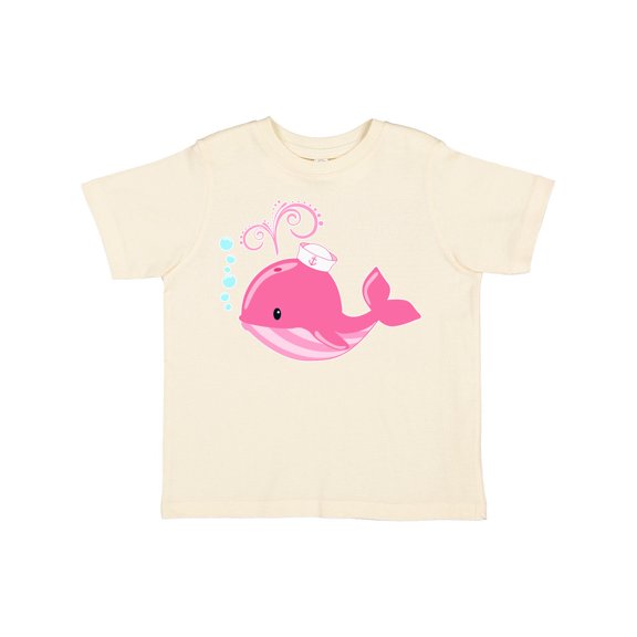 Inktastic Cute Pink Whale in Nautical Hat Boys or Girls Toddler T-Shirt