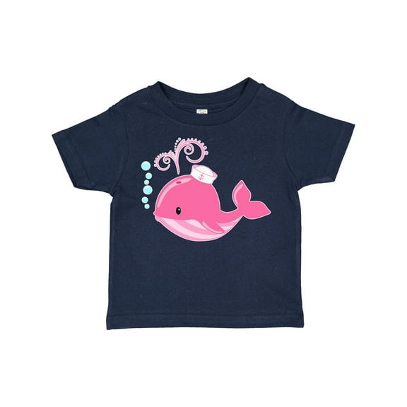 Inktastic Cute Pink Whale in Nautical Hat Boys or Girls Toddler T-Shirt