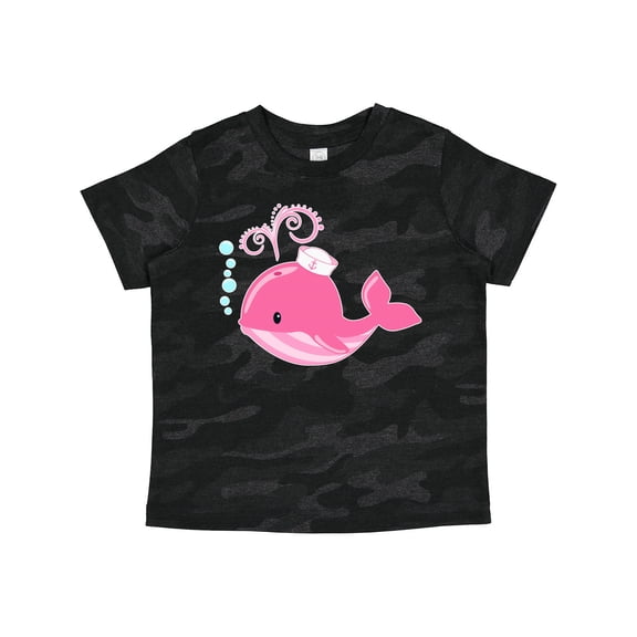 Inktastic Cute Pink Whale in Nautical Hat Boys or Girls Toddler T-Shirt