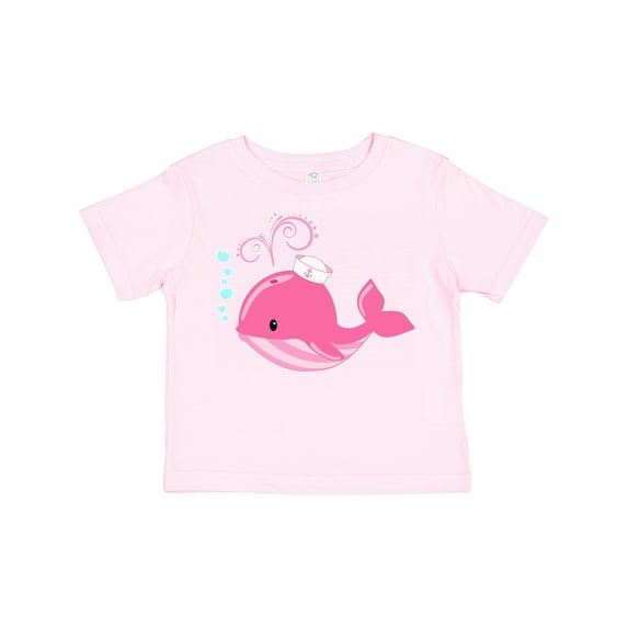 Inktastic Cute Pink Whale in Nautical Hat Boys or Girls Toddler T-Shirt