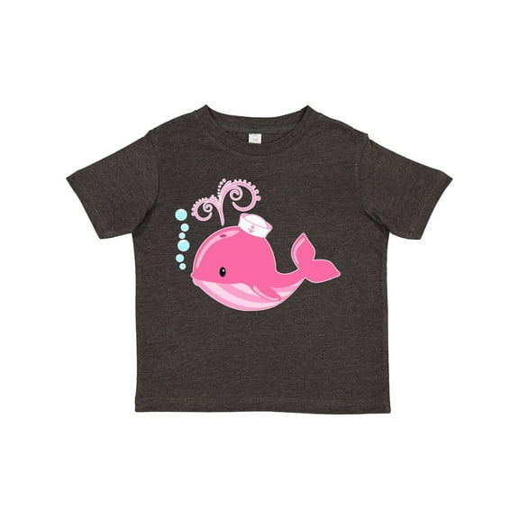 Inktastic Cute Pink Whale in Nautical Hat Boys or Girls Toddler T-Shirt