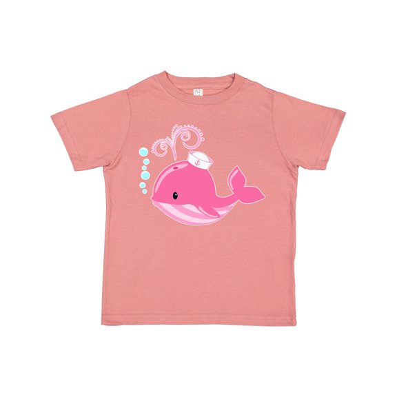 Inktastic Cute Pink Whale in Nautical Hat Boys or Girls Toddler T-Shirt
