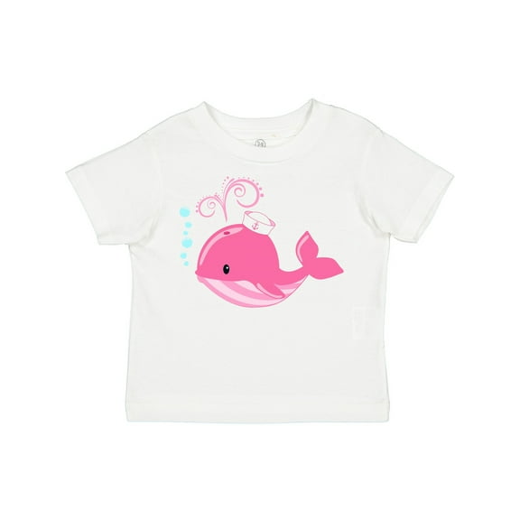Inktastic Cute Pink Whale in Nautical Hat Boys or Girls Toddler T-Shirt
