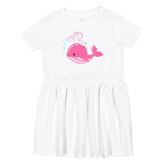 Inktastic Cute Pink Whale in Nautical Hat Girls Toddler Dress