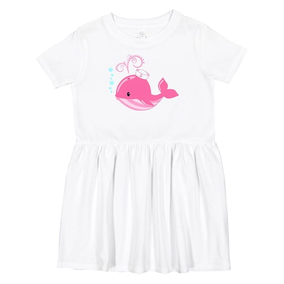 Inktastic Cute Pink Whale in Nautical Hat Girls Toddler Dress