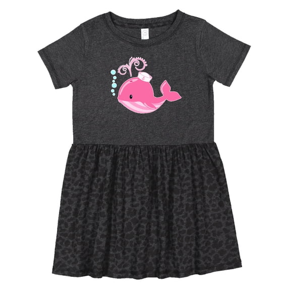 Inktastic Cute Pink Whale in Nautical Hat Girls Toddler Dress