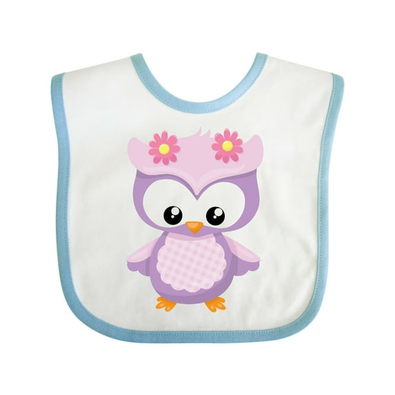 Inktastic Cute Pink and Purple Owl Girls Baby Bib