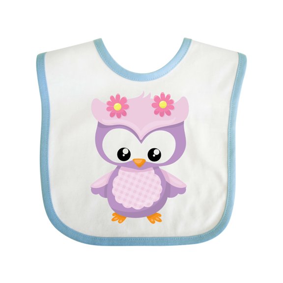 Inktastic Cute Pink and Purple Owl Girls Baby Bib