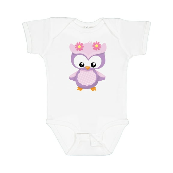 Inktastic Cute Pink and Purple Owl Girls Baby Bodysuit