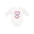 thumbnail image 1 of Inktastic Cute Pink and Purple Owl Girls Long Sleeve Baby Bodysuit, 1 of 5