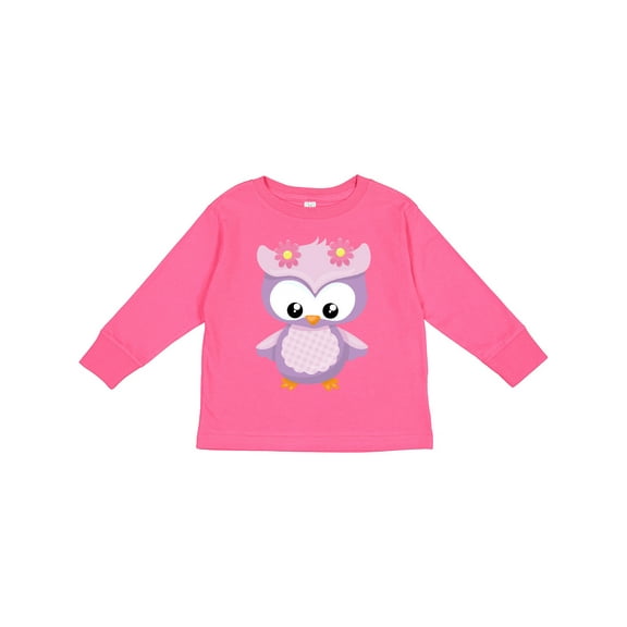 Inktastic Cute Pink and Purple Owl Girls Long Sleeve Toddler T-Shirt