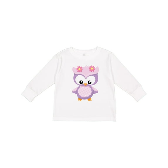 Inktastic Cute Pink and Purple Owl Girls Long Sleeve Toddler T-Shirt