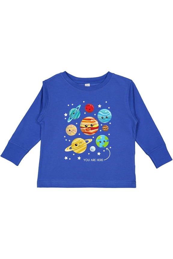 Cute Planets, Kawaii Planets, Space, Cosmos, Stars Boys or Girls Long Sleeve Toddler T-Shirt