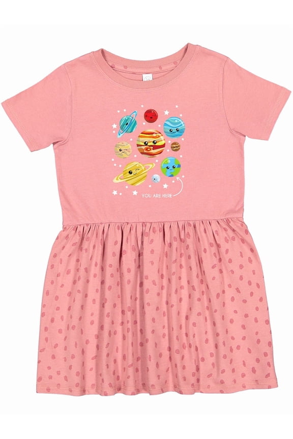 Cute Planets, Kawaii Planets, Space, Cosmos, Stars Girls Toddler Dress