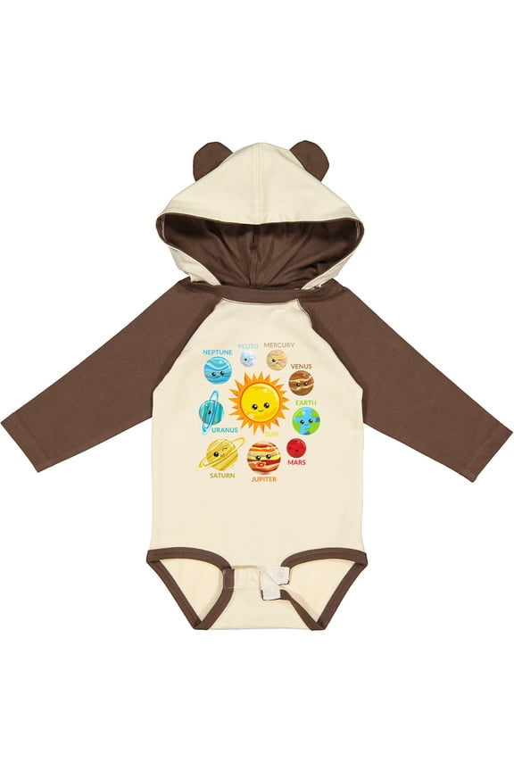 Cute Planets, Solar System, Space, Cosmos, Galaxy Boys or Girls Long Sleeve Baby Bodysuit