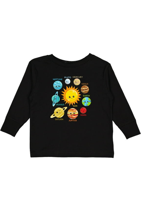 Cute Planets, Solar System, Space, Cosmos, Galaxy Boys or Girls Long Sleeve Toddler T-Shirt