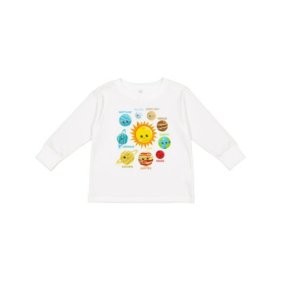 Inktastic Cute Planets, Solar System, Space, Cosmos, Galaxy Boys or Girls Long Sleeve Toddler T-Shirt