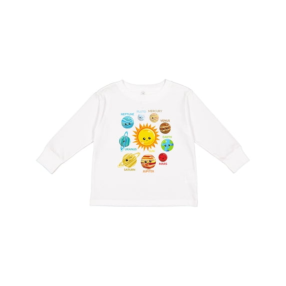 Inktastic Cute Planets, Solar System, Space, Cosmos, Galaxy Boys or Girls Long Sleeve Toddler T-Shirt