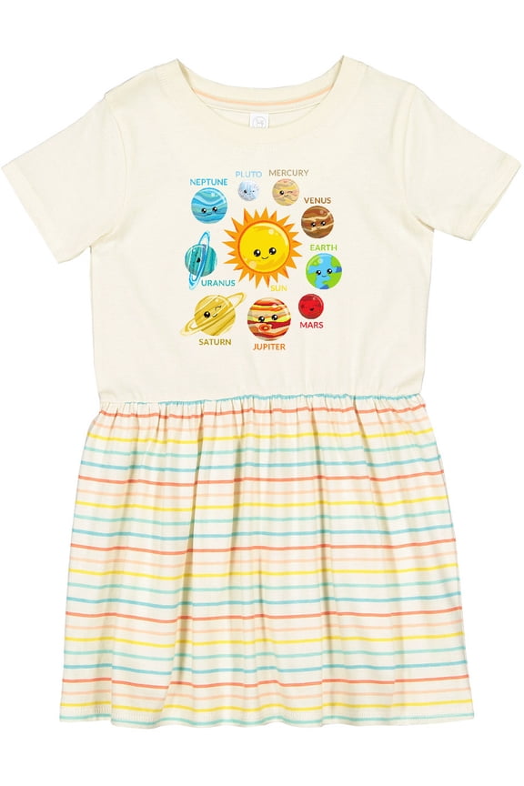 Cute Planets, Solar System, Space, Cosmos, Galaxy Girls Toddler Dress