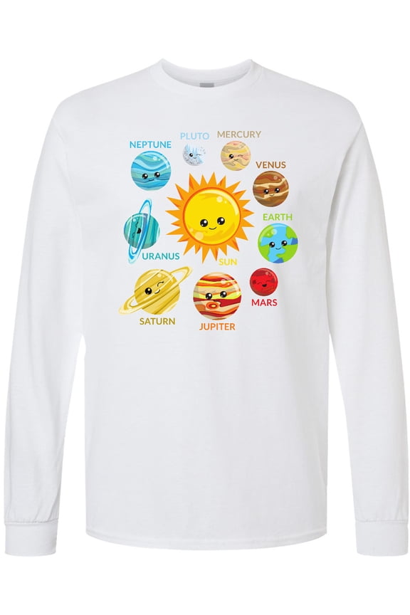 Cute Planets, Solar System, Space, Cosmos, Galaxy Long Sleeve T-Shirt