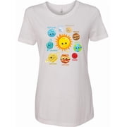 Inktastic Cute Planets, Solar System, Space, Cosmos, Galaxy Womens T-Shirt