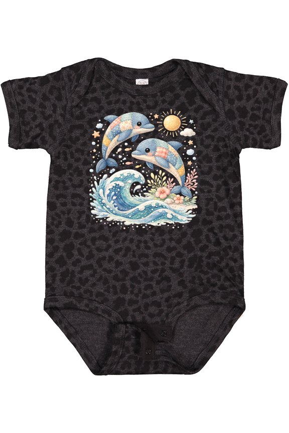 Cute Playful Dolphins Boys or Girls Baby Bodysuit