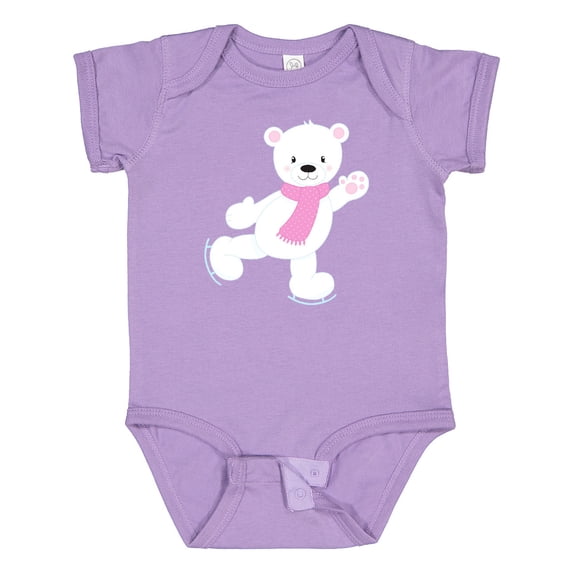 Inktastic Cute Polar Bear, White Bear, Ice Skating Bear Boys or Girls Baby Bodysuit