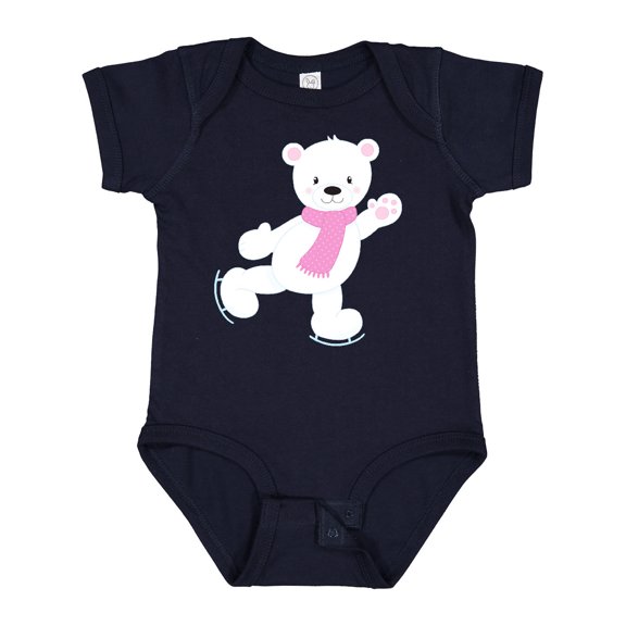 Inktastic Cute Polar Bear, White Bear, Ice Skating Bear Boys or Girls Baby Bodysuit