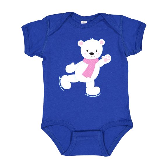 Inktastic Cute Polar Bear, White Bear, Ice Skating Bear Boys or Girls Baby Bodysuit