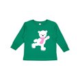 thumbnail image 1 of Inktastic Polar Bear, White Bear, Ice Skating Bear, Scarf Boys or Girls Long Sleeve Toddler T-Shirt, 1 of 5